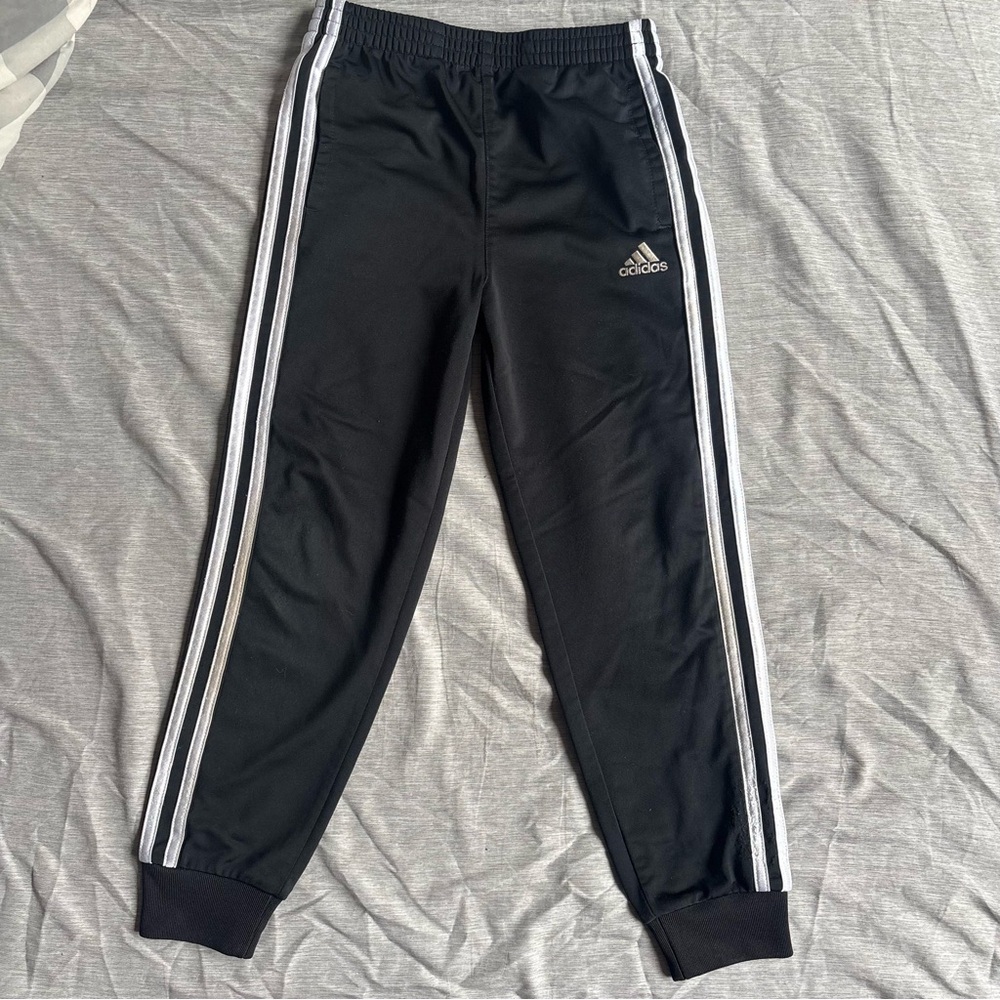 adidas Black Jogger Pants with White Side Stripes